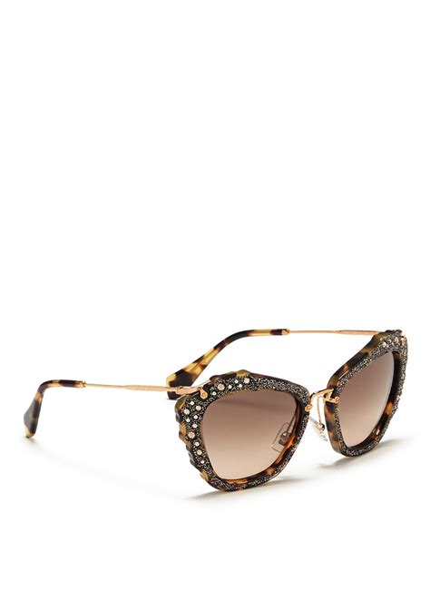 miu miu tortoise shell noir cat eye sunglasses|Women's Miu Miu Cat.